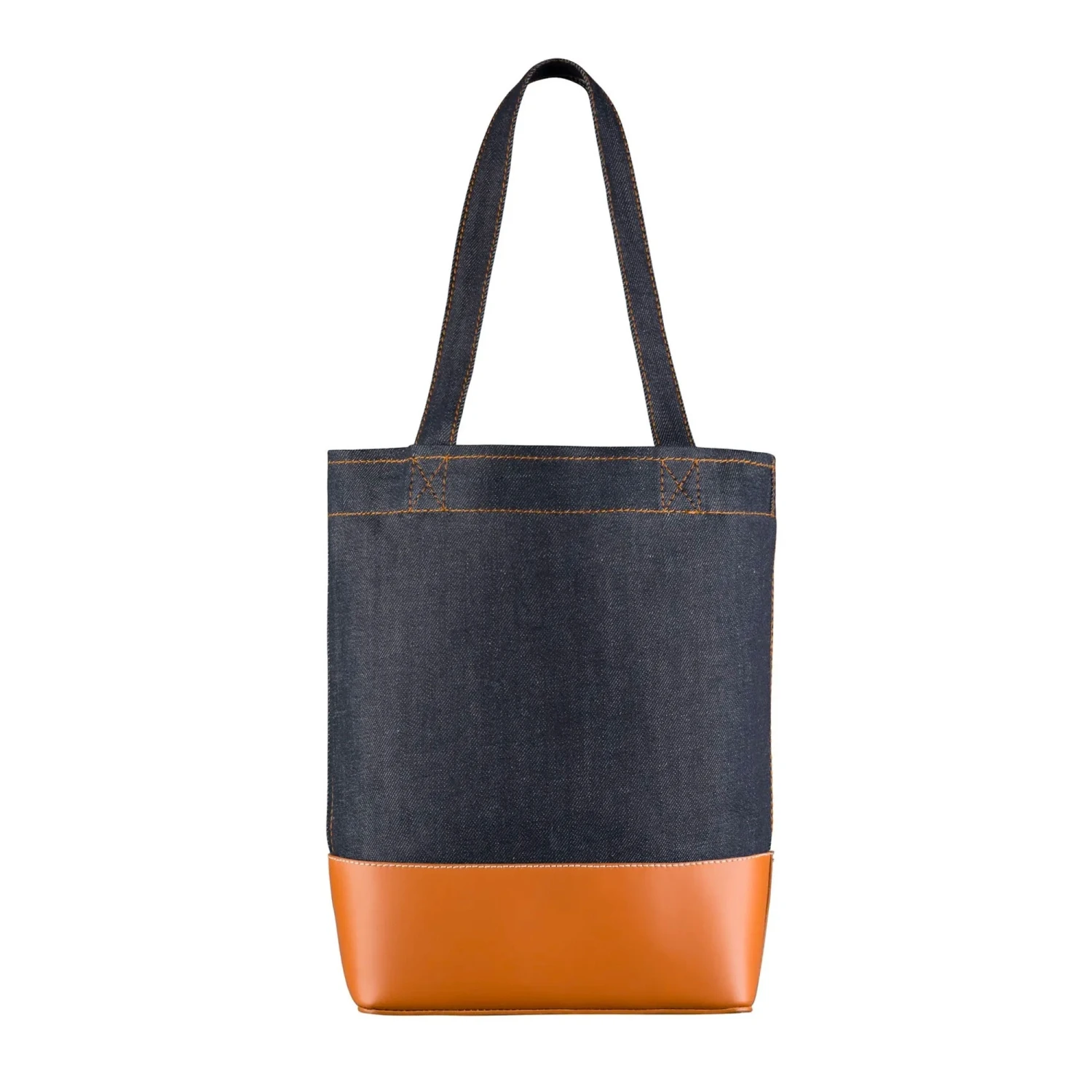 A.P.C. Axelle Denim & Leather Tote Bag - Indigo & Caramel 3 A.P.C. Axelle Denim & Leather Tote Bag - Indigo & Caramel - Image 3