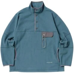 And Wander Wool Fleece Pullover - Blue Gray