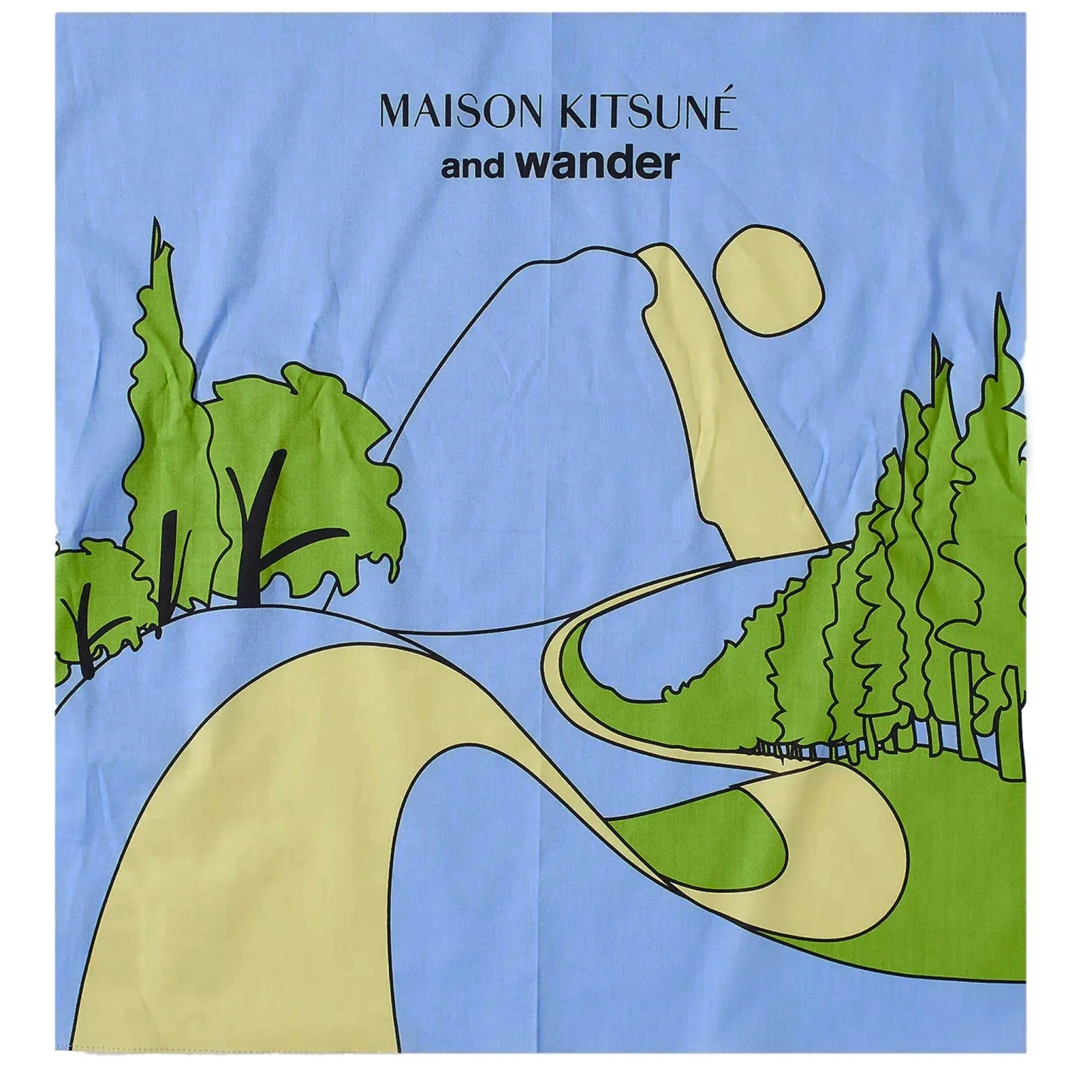 And Wander X Maison Kitsune Bandana - Light Blue 1 And Wander X Maison Kitsune Bandana - Light Blue