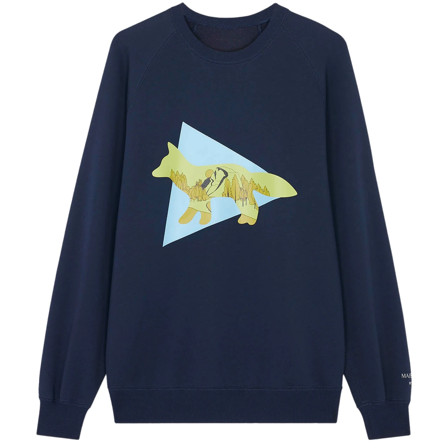 And Wander X Maison Kitsuné Dry Cotton Sweatshirt - Navy 1 And Wander X Maison Kitsuné Dry Cotton Sweatshirt - Navy