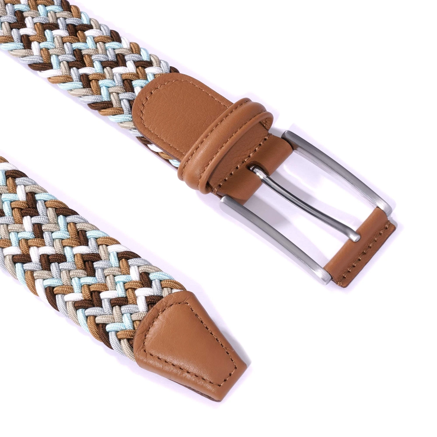 Anderson's Belts Woven Belt - Sky/Tan 2 Anderson's Belts Woven Belt - Sky/Tan - Image 2