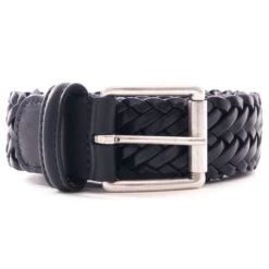 Anderson's Belts Woven Leather Belt - Navy
