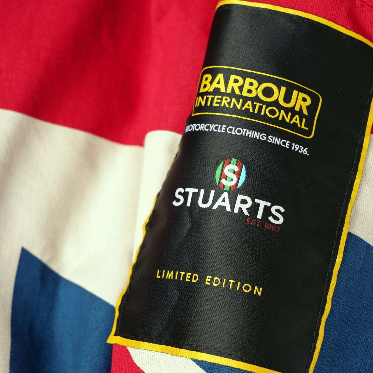 Barbour International Archive Stuarts Limited Edition Union Jack Waxed Jacket - Dark Olive 3 Barbour International Archive Stuarts Limited Edition Union Jack Waxed Jacket - Dark Olive - Image 3