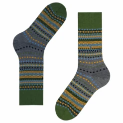 Burlington Socks Ancient Fair Isle Men Socks - Green Mix