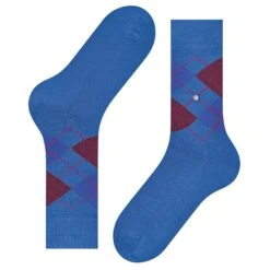 Burlington Socks Manchester Mercerised Cotton Socks - Blue/Burgundy