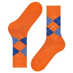 Burlington Socks Manchester Mercerised Cotton Socks - Coral/Blue