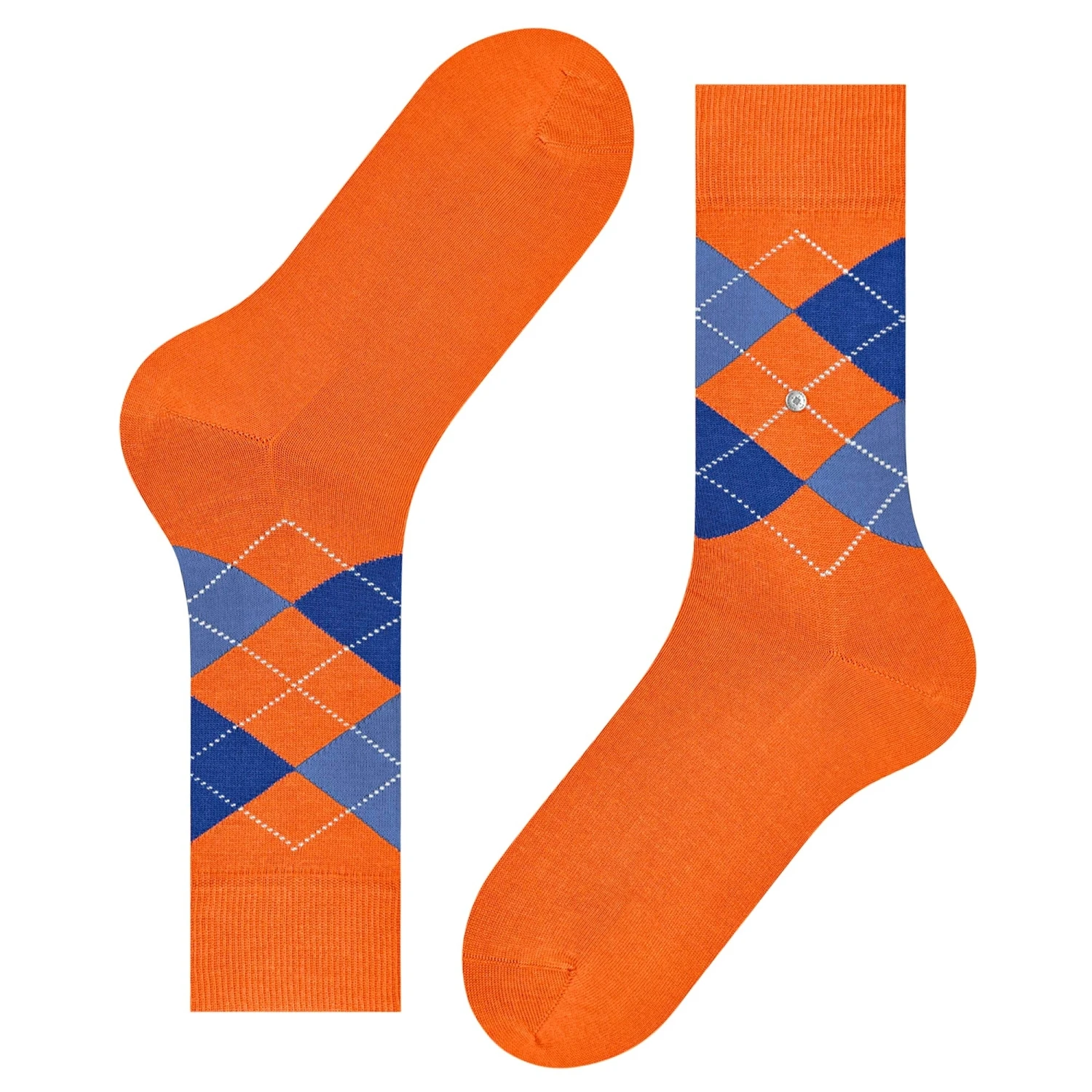 Burlington Socks Manchester Mercerised Cotton Socks - Coral/Blue 1 Burlington Socks Manchester Mercerised Cotton Socks - Coral/Blue