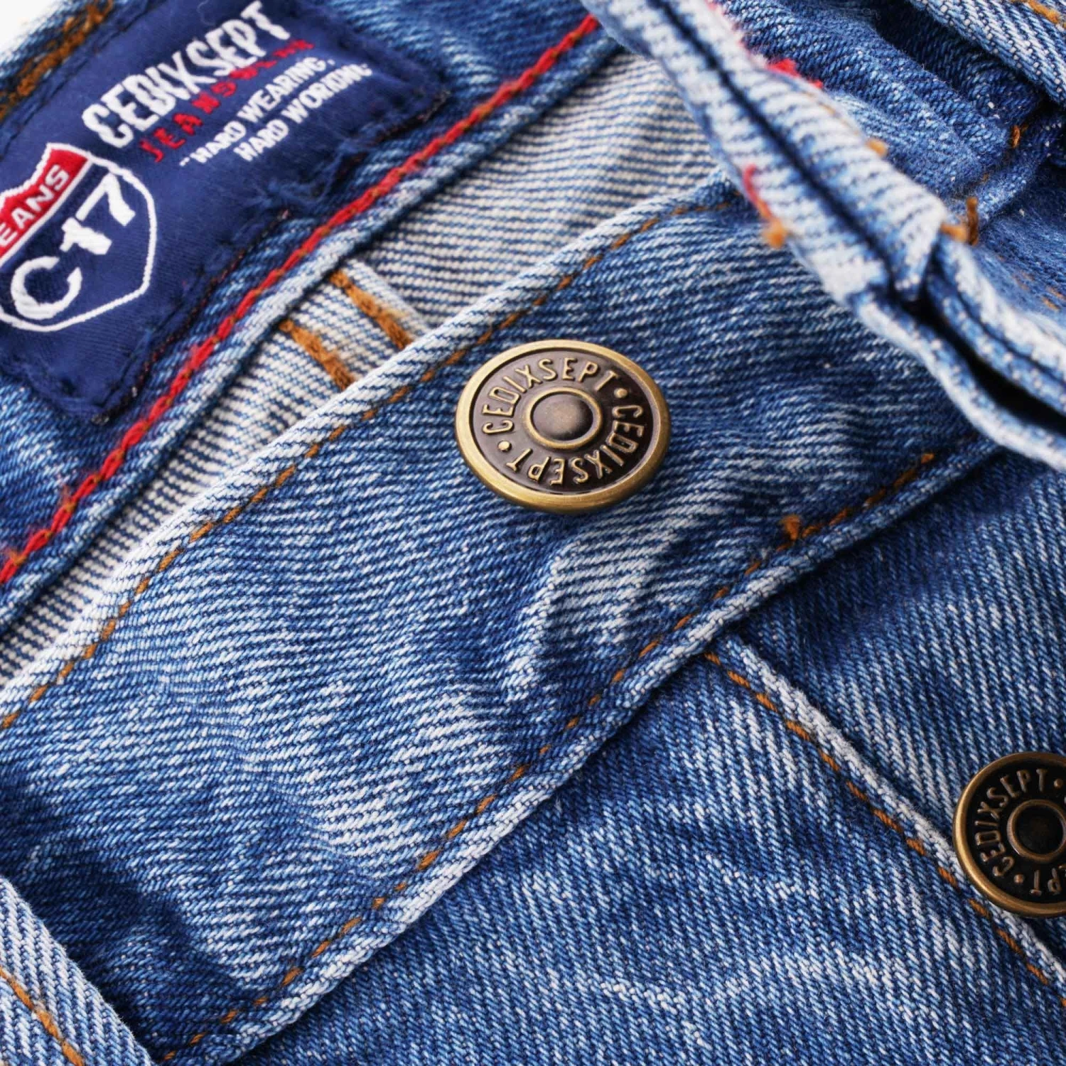 C17 - Cedixsept Jeans Cone Mills Denim Slim Straight Comfort Fit - 2 Year Vintage Wash 7 C17 - Cedixsept Jeans Cone Mills Denim Slim Straight Comfort Fit - 2 Year Vintage Wash - Image 7