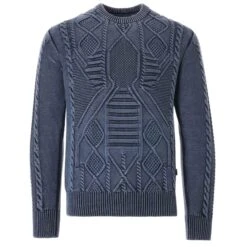 C17 - Cedixsept Jeans Indigo Dip Dyed Cable Knit Jumper - Sea