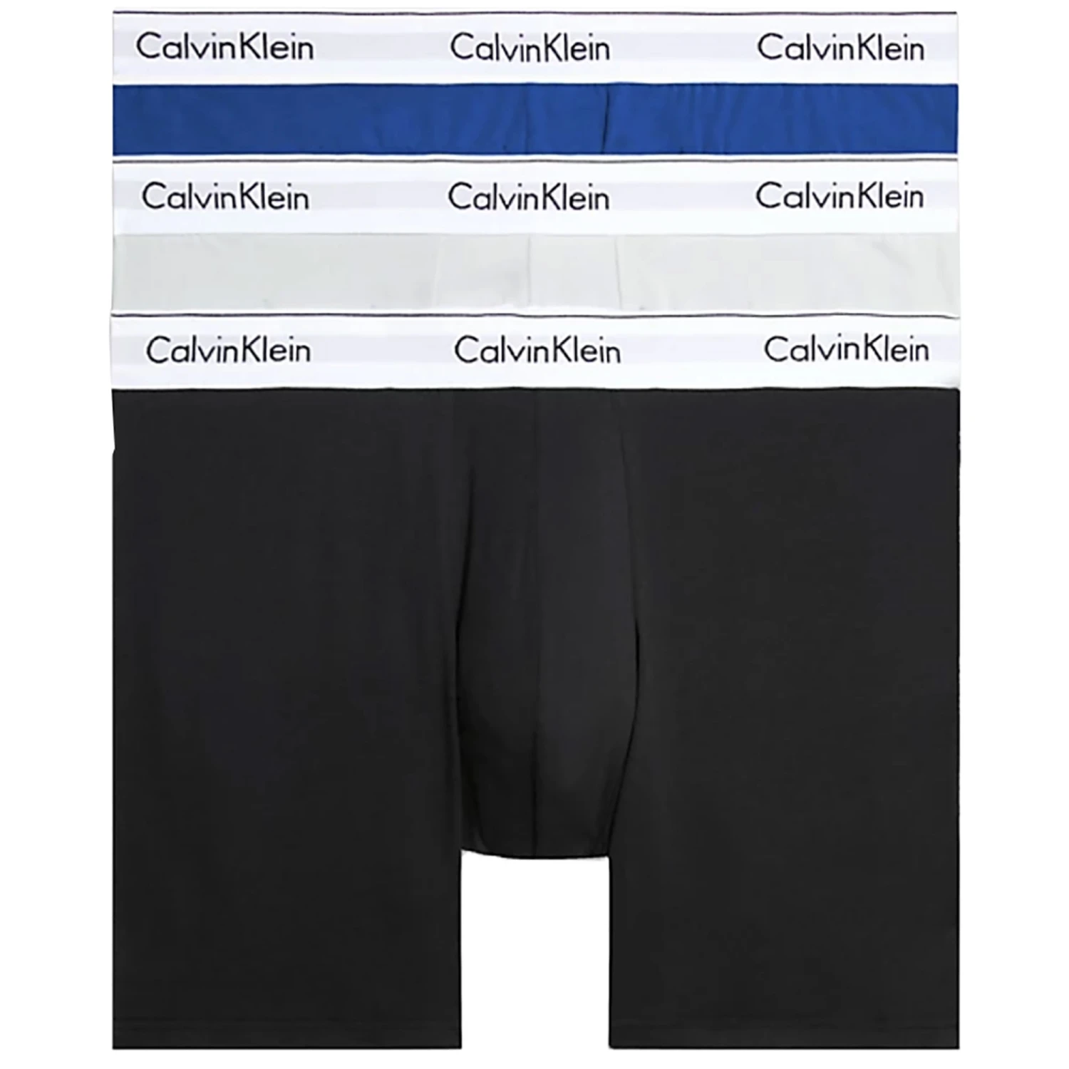 Calvin Klein Underwear 3 Pack Boxer Briefs - Black, Blue And White 1 Calvin Klein Underwear 3 Pack Boxer Briefs - Black, Blue And White