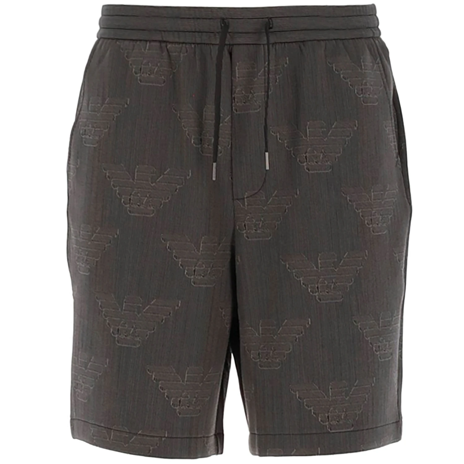 Emporio Armani Bermuda Double-Jersey Board Shorts With All-Over Op-Art Eagle - Grigio 1 Emporio Armani Bermuda Double-Jersey Board Shorts With All-Over Op-Art Eagle - Grigio