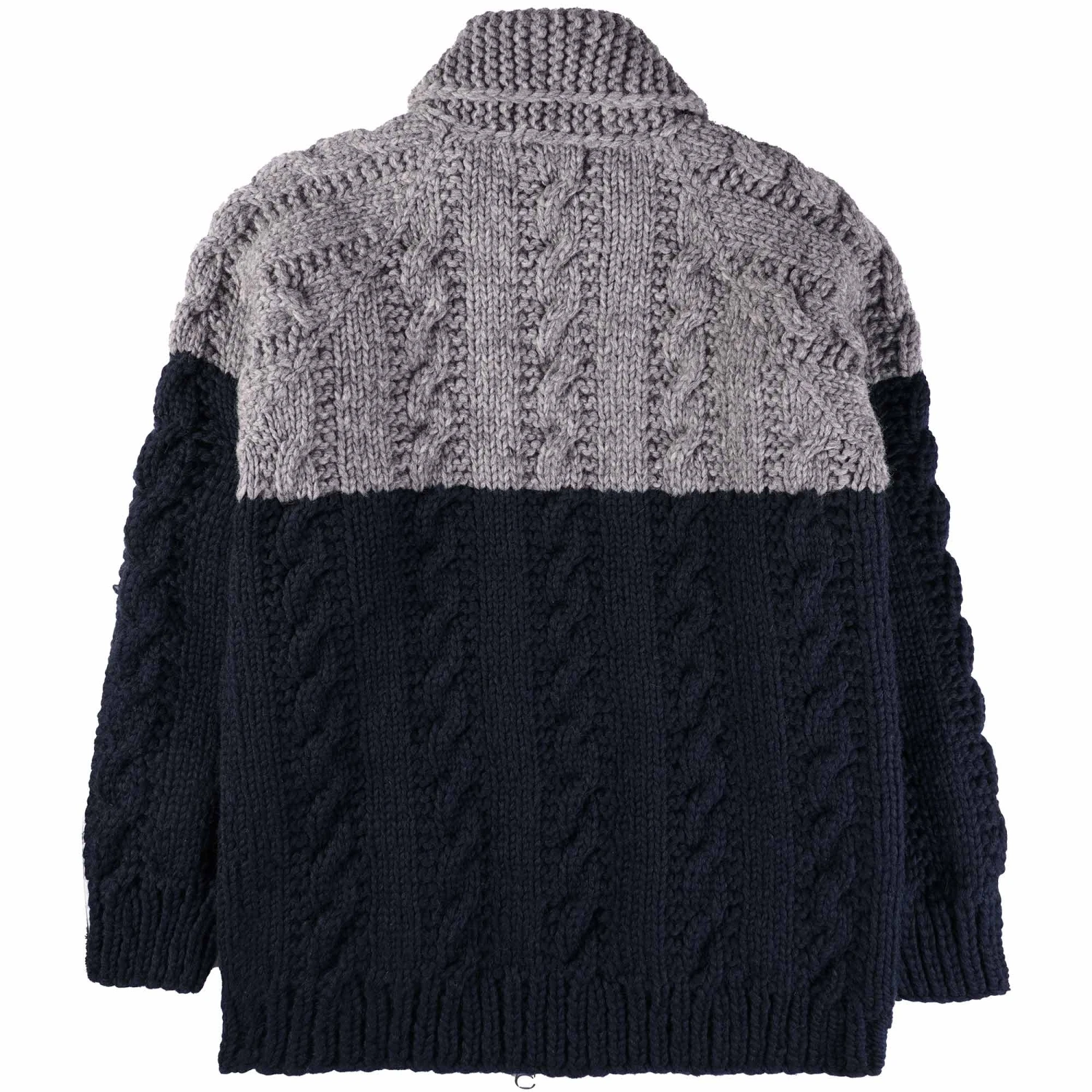 Faiz T.S Fisherman Hand Knitted Cardigan - Ink And Grey 4 Faiz T.S Fisherman Hand Knitted Cardigan - Ink And Grey - Image 4