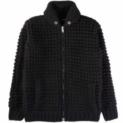 Faiz T.S Hand Knitted Waffle Oxford Cowichan - Black