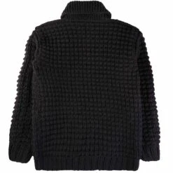 Faiz T.S Hand Knitted Waffle Oxford Cowichan - Black -Stuarts Fashion Store faiz t s hand knitted waffle oxford cowichan black p61035 906178 image