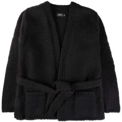 Faiz T.S Heavy Weight Hand Knitted Kyoto Robe - Black
