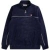 Fila Vintage Duke Velour 1/4 Zip With Piping - Navy