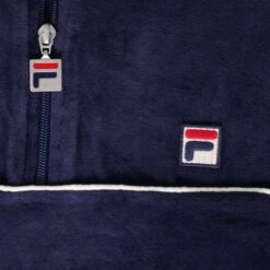 Fila Vintage Duke Velour 1/4 Zip With Piping - Navy -Stuarts Fashion Store fila vintage duke velour 1 4 zip with piping navy p56187 800511 image