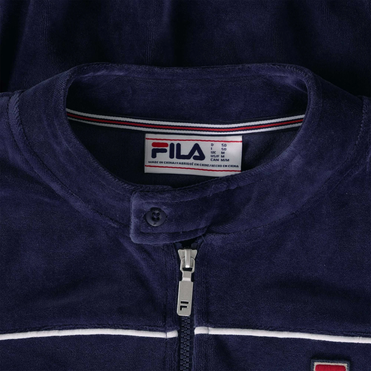 Fila Vintage Fonzo Velour Track Top - Navy 2 Fila Vintage Fonzo Velour Track Top - Navy - Image 2