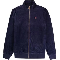Fila Vintage Marc Velour Track Jacket - Fila Navy
