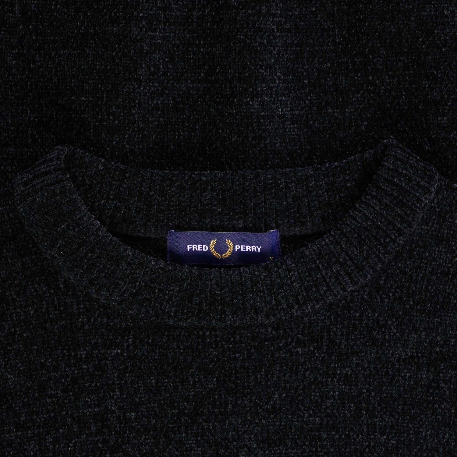 Fred Perry Chenille Rib Jumper - Black 2 Fred Perry Chenille Rib Jumper - Black - Image 2