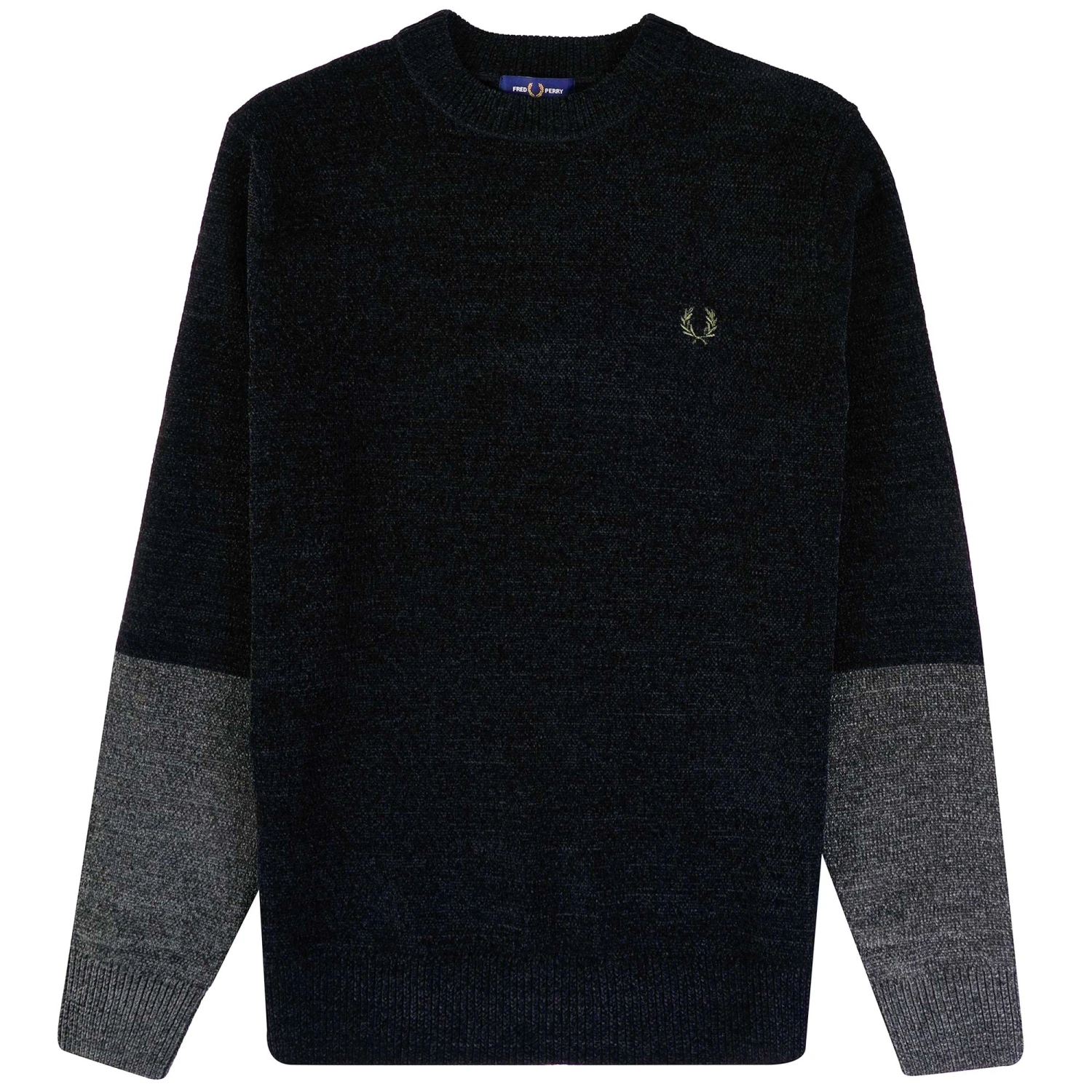 Fred Perry Chenille Rib Jumper - Black 1 Fred Perry Chenille Rib Jumper - Black