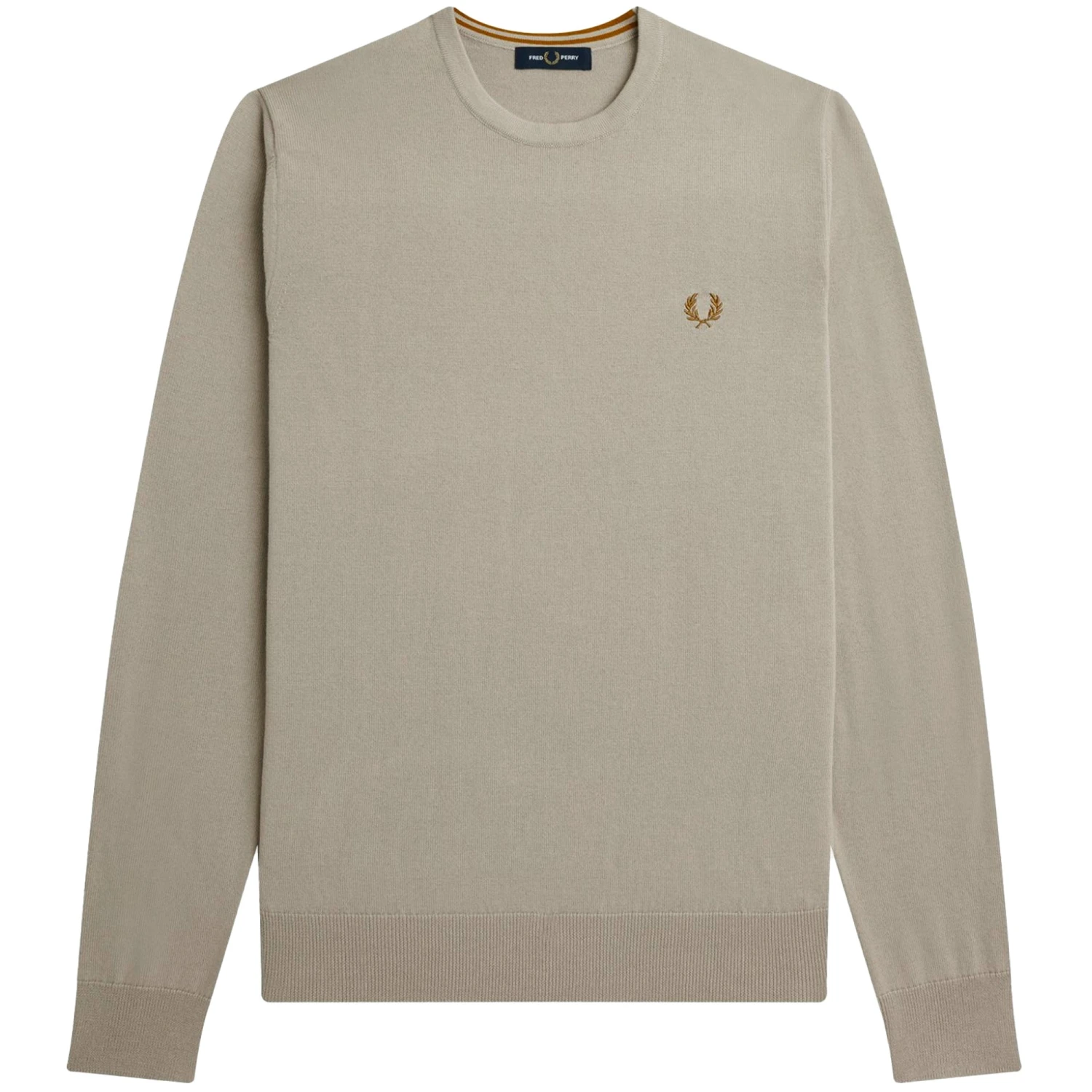 Fred Perry Classic Crew Neck Jumper - Dark Oatmeal 1 Fred Perry Classic Crew Neck Jumper - Dark Oatmeal