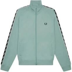 Fred Perry Contrast Taped Track Jacket - Silver Blue