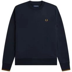Fred Perry Crew Neck Sweatshirt - Navy And Caramel