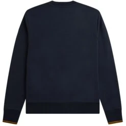 Fred Perry Crew Neck Sweatshirt - Navy And Caramel -Stuarts Fashion Store fred perry crew neck sweatshirt navy and caramel p59581 878937 image