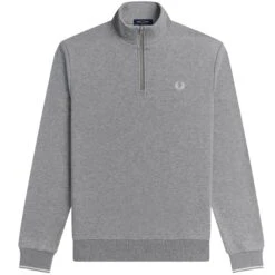 Fred Perry Half Zip Sweatshirt - Steel Marl