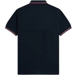 Fred Perry M3600 Twin Tipped Polo Shirt - Navy And Dusty Pink -Stuarts Fashion Store fred perry m3600 twin tipped polo shirt navy and dusty pink p59478 877263 image