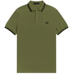 Fred Perry M3600 Twin Tipped Polo Shirt - Uniform Green