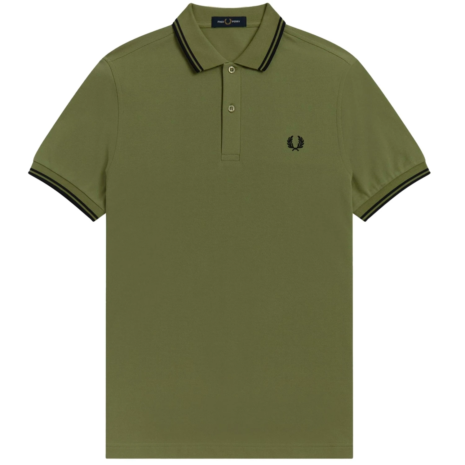Fred Perry M3600 Twin Tipped Polo Shirt - Uniform Green 1 Fred Perry M3600 Twin Tipped Polo Shirt - Uniform Green