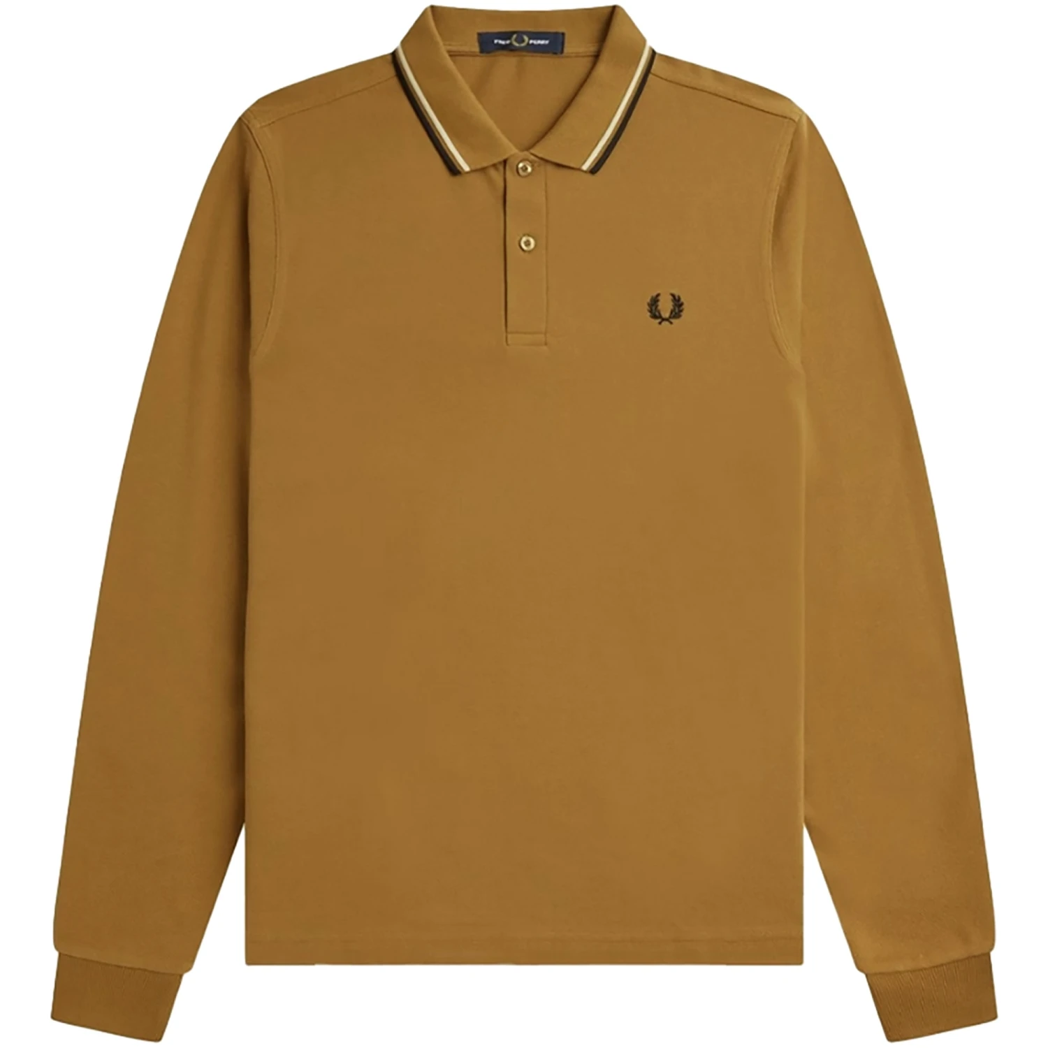 Fred Perry M3636 Long Sleeve Polo Shirt - Dark Caramel 1 Fred Perry M3636 Long Sleeve Polo Shirt - Dark Caramel