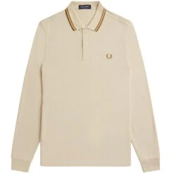 Fred Perry M3636 Long Sleeve Polo Shirt - Oatmeal