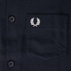 Fred Perry M5 Pique Panel Long Sleeved Shirt - Navy -Stuarts Fashion Store fred perry m5 pique panel long sleeved shirt navy p57399 851957 image