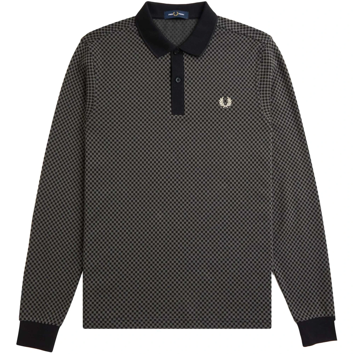 Fred Perry Micro Chequerboard Polo Shirt - Black 1 Fred Perry Micro Chequerboard Polo Shirt - Black