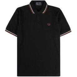 Fred Perry Reissues M12 Twin Tipped Polo Shirt - Black & Oatmeal