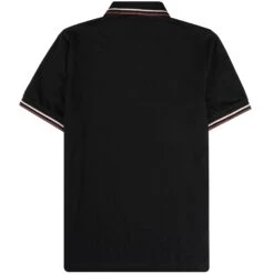 Fred Perry Reissues M12 Twin Tipped Polo Shirt - Black & Oatmeal -Stuarts Fashion Store fred perry reissues m12 twin tipped polo shirt black oatmeal p59469 877386 image