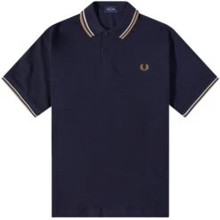 Fred Perry Reissues M12 Twin Tipped Polo Shirt - Navy And Ecru