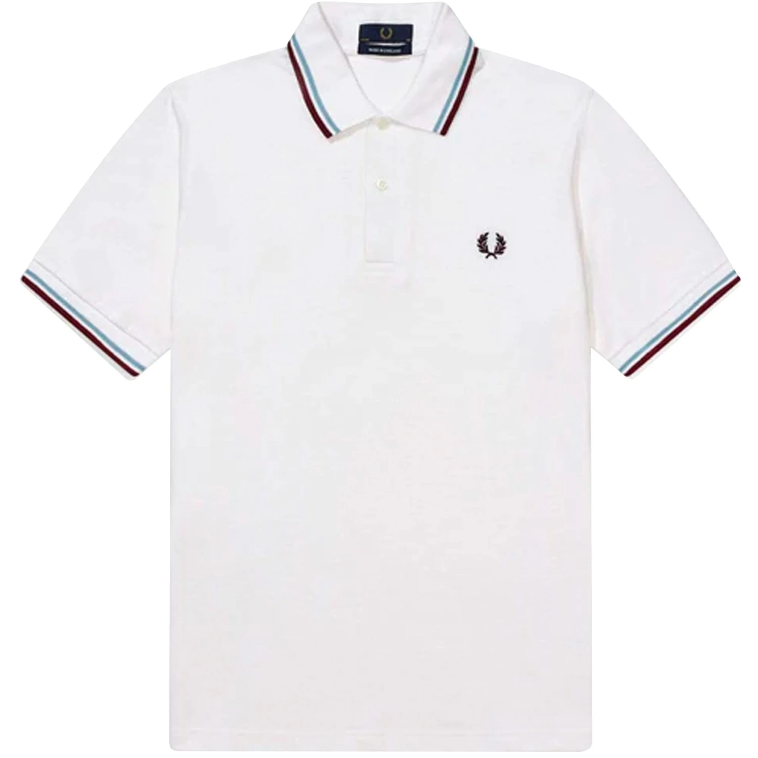 Fred Perry Reissues M12 Twin Tipped Polo Shirt - White/Ice 1 Fred Perry Reissues M12 Twin Tipped Polo Shirt - White/Ice