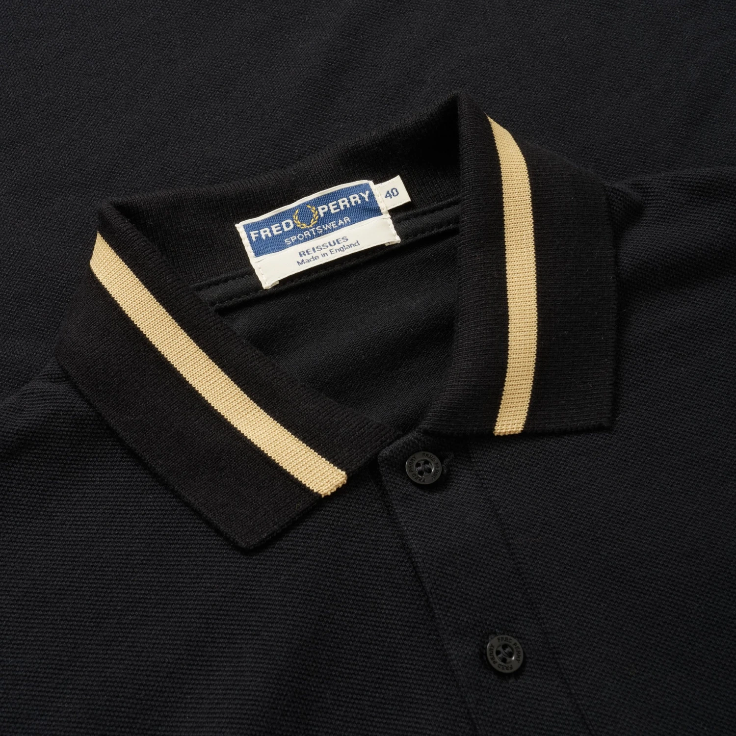 Fred Perry Reissues M2 Single Tipped Polo - Black/Champagne 2 Fred Perry Reissues M2 Single Tipped Polo - Black/Champagne - Image 2