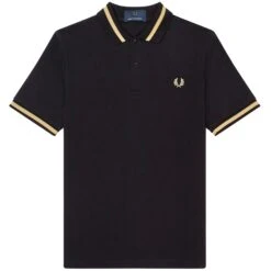 Fred Perry Reissues M2 Single Tipped Polo - Black/Champagne