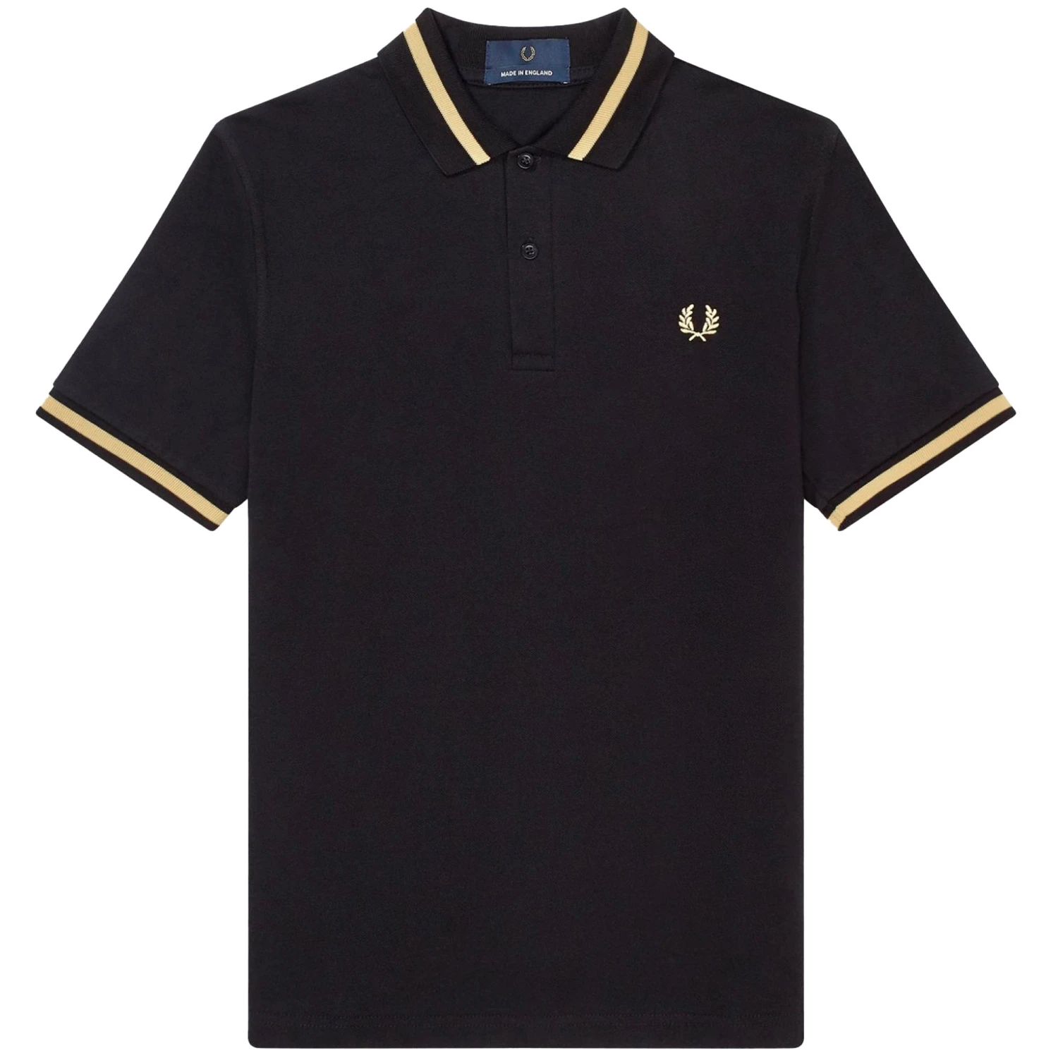 Fred Perry Reissues M2 Single Tipped Polo - Black/Champagne 1 Fred Perry Reissues M2 Single Tipped Polo - Black/Champagne