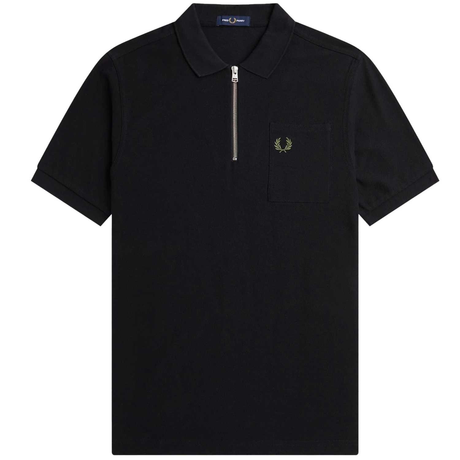 Fred Perry Textured Zip Neck Polo Shirt - Black 1 Fred Perry Textured Zip Neck Polo Shirt - Black