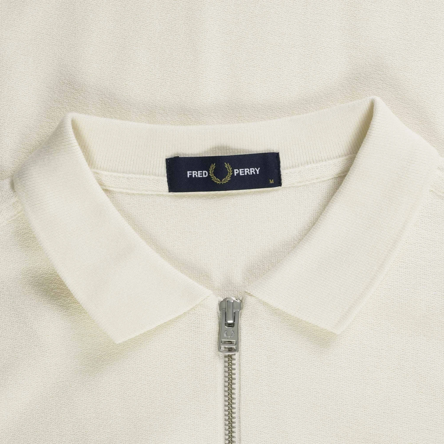Fred Perry Textured Zip Neck Polo Shirt - Ecru 2 Fred Perry Textured Zip Neck Polo Shirt - Ecru - Image 2