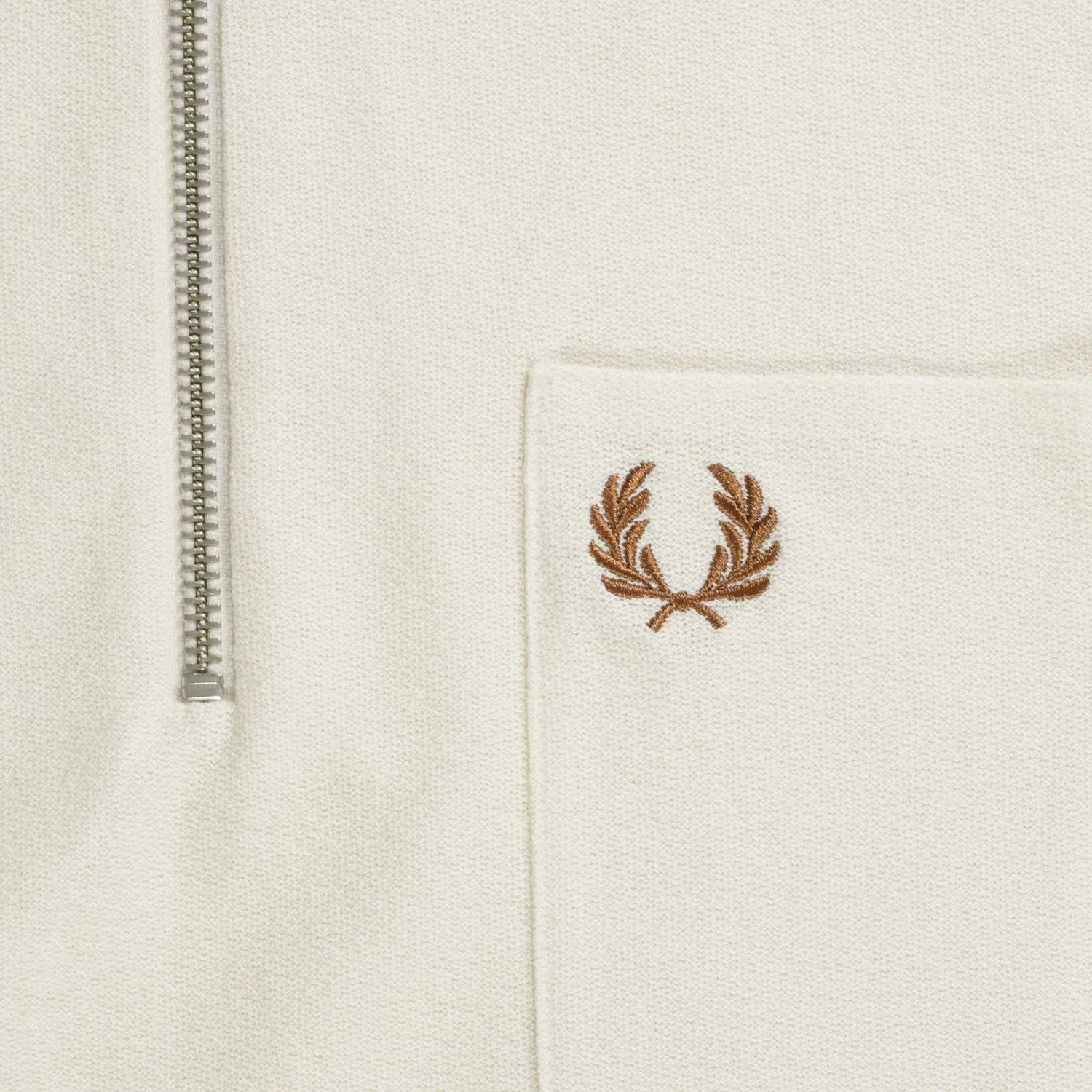 Fred Perry Textured Zip Neck Polo Shirt - Ecru 3 Fred Perry Textured Zip Neck Polo Shirt - Ecru - Image 3
