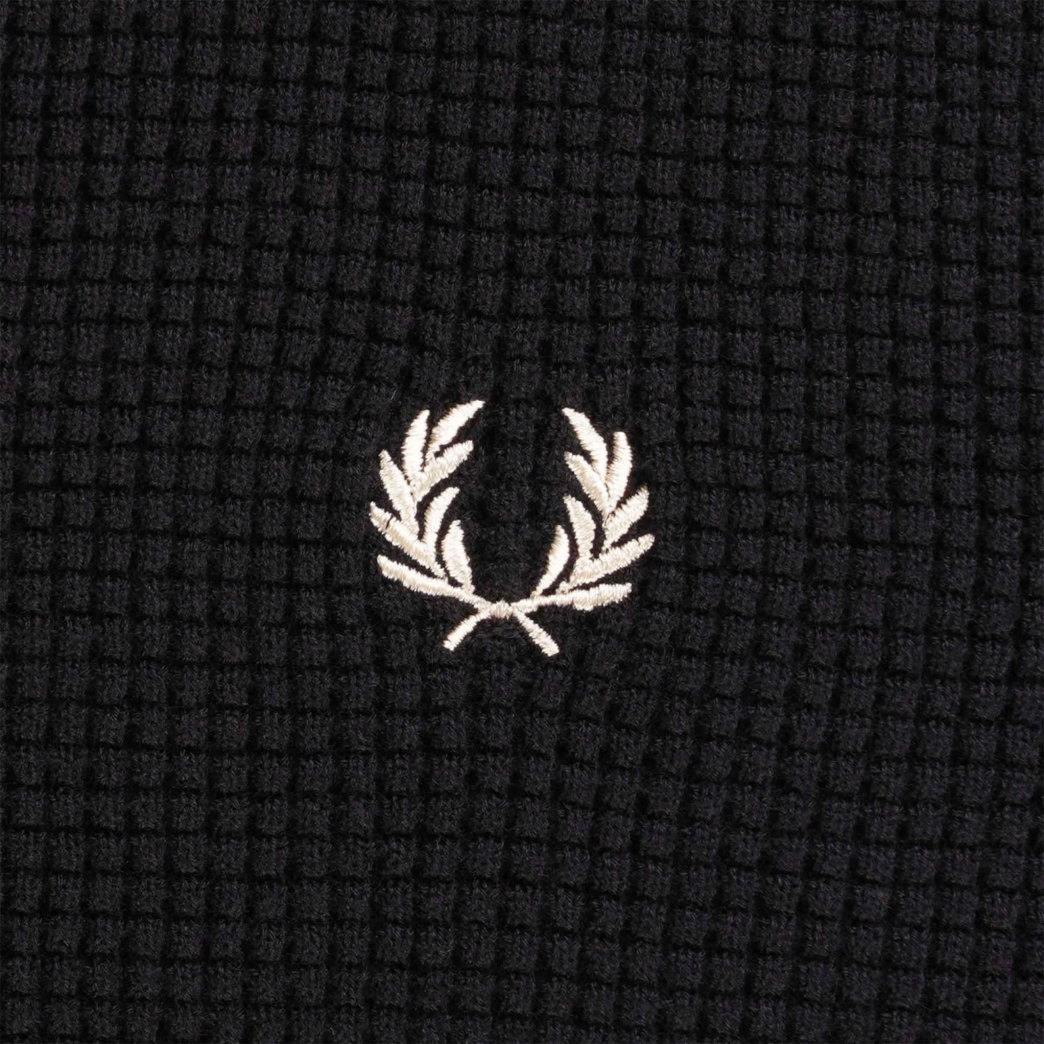 Fred Perry Waffle Stitch Henley Shirt - Black 3 Fred Perry Waffle Stitch Henley Shirt - Black - Image 3