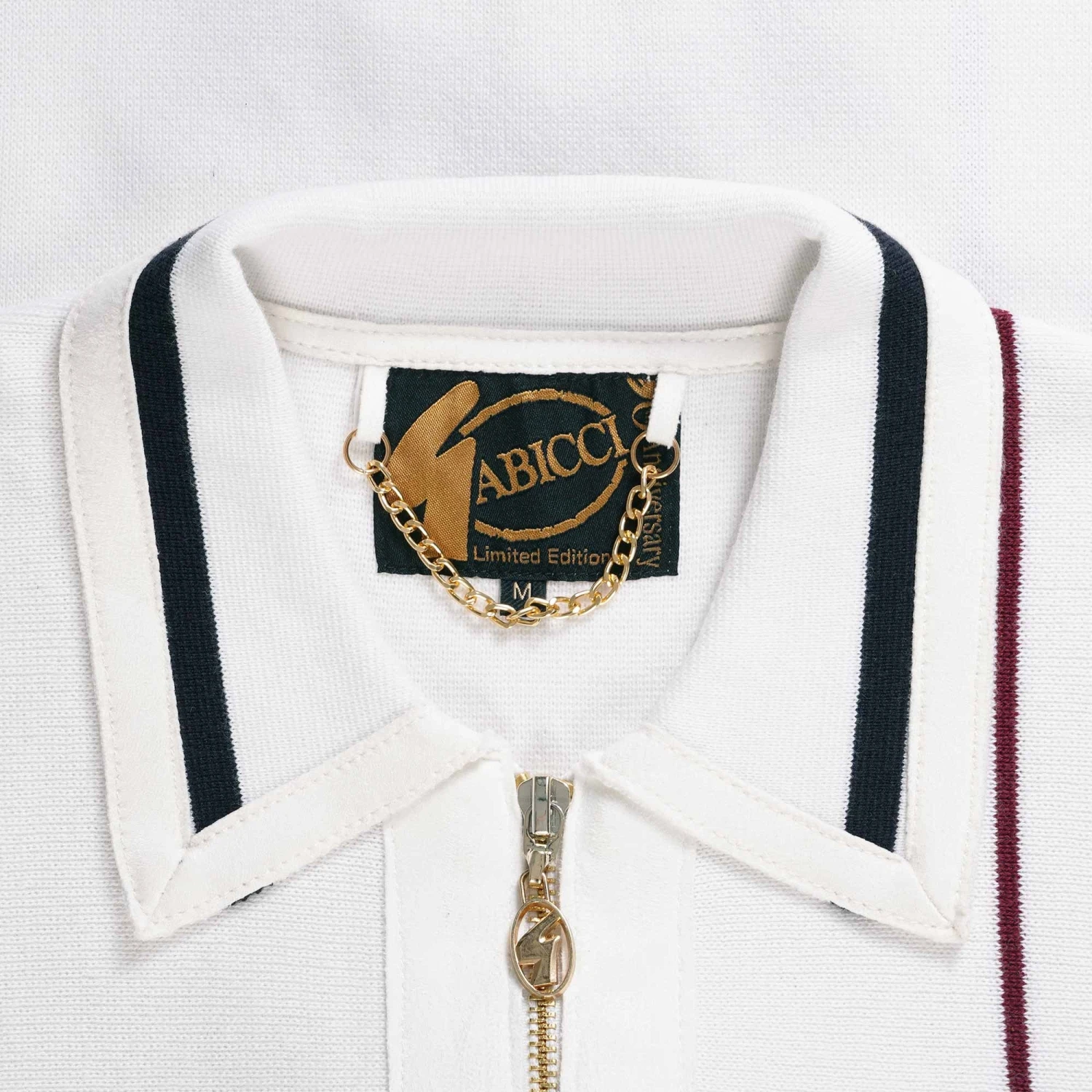 Gabicci Vintage 1973 50th Anniversary Robyn Zip Up Polo Shirt - White 2 Gabicci Vintage 1973 50th Anniversary Robyn Zip Up Polo Shirt - White - Image 2