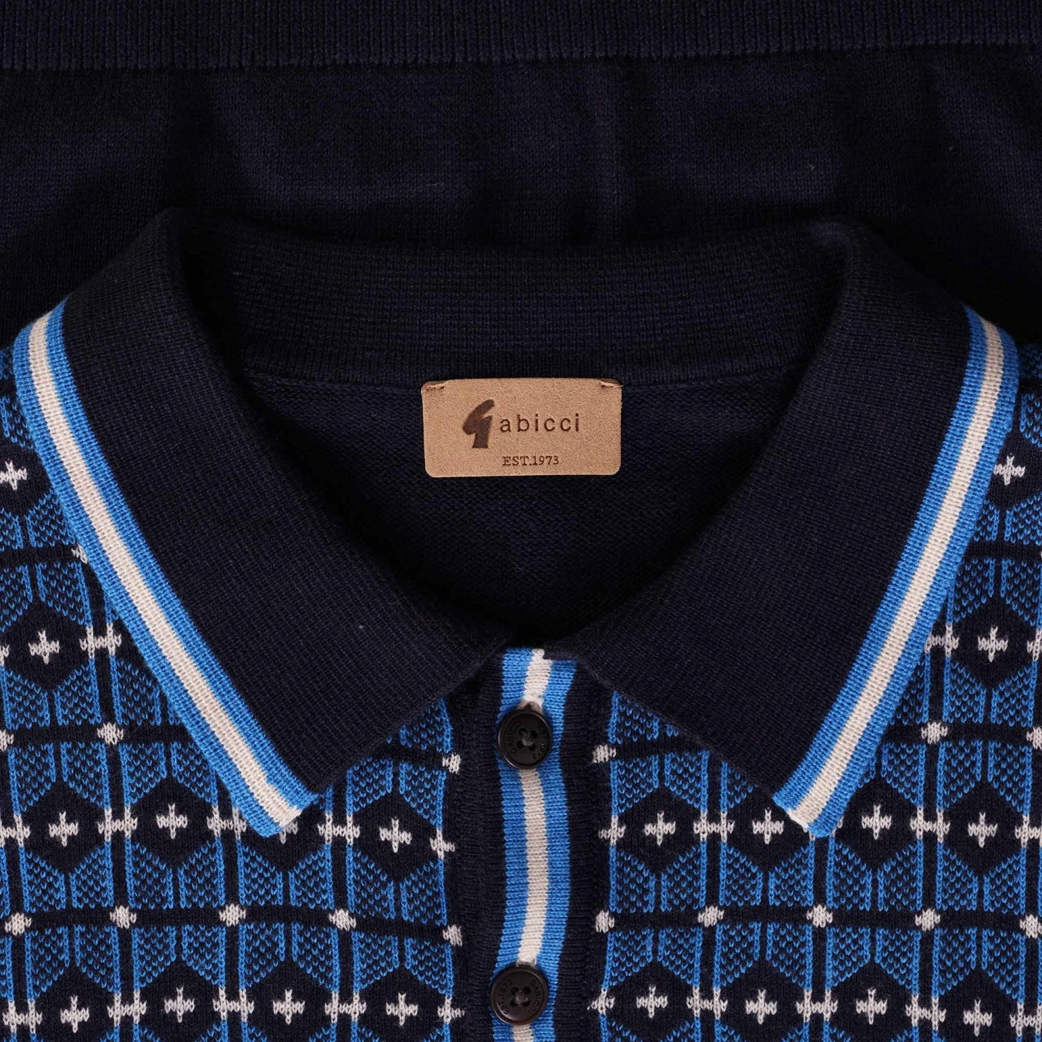 Gabicci Vintage 1973 Ernest Polo Shirt- Navy 2 Gabicci Vintage 1973 Ernest Polo Shirt- Navy - Image 2